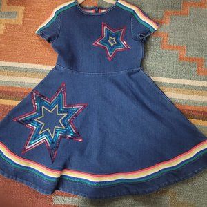 Mini Boden denim skater dress with sequin stars 9-10 y